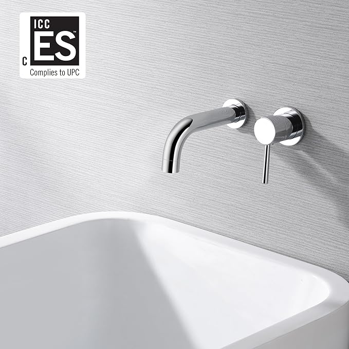 SUMERAIN Wall Mounted Bathtub Faucet, Single Handle Tub Faucet Set Including Rough-in Valve, Chrome