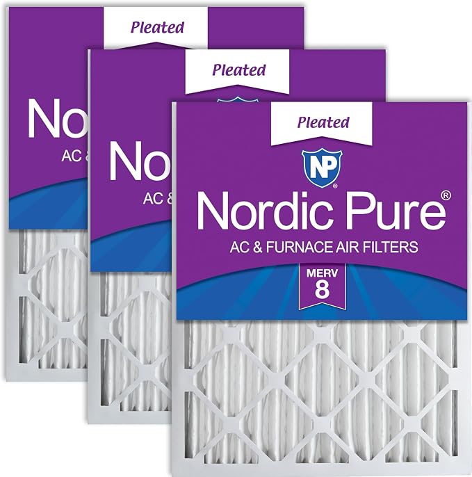 Nordic Pure 16x20x2 Pleated MERV 8 Air Filters 3 Pack by NordicPure