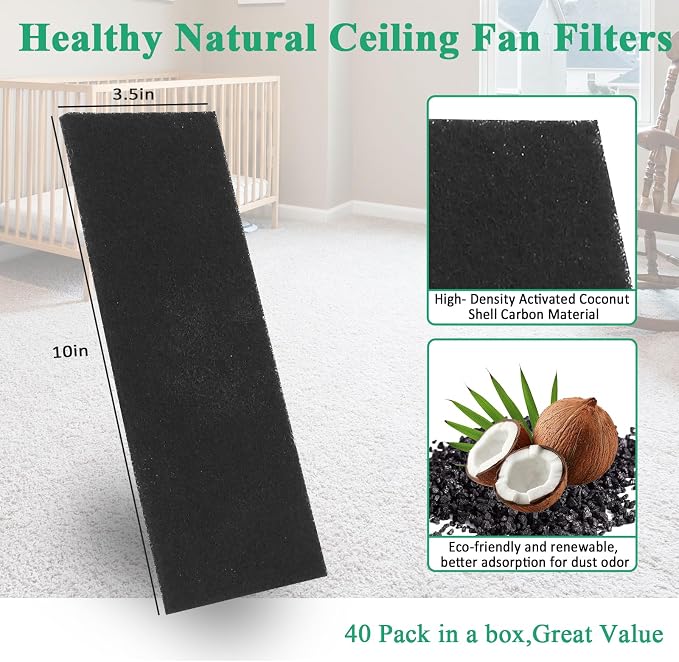 40 Pcs Ceiling Fan Filters for Blades, Fan Air Purifier Pads - Image 8