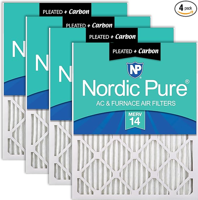 Nordic Pure 18x24x1 Pleated Air Filters MERV 14 Plus Carbon 4 Pack by NordicPure