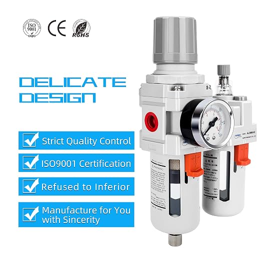 NANPU 3/8" NPT Compressed Air Filter Regulator Lubricator Combo Water/Oil Trap - Image 6