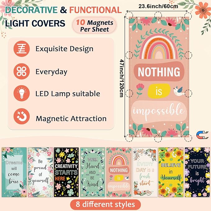 QOUBAI 8PCS Fluorescent Light Covers, 4x2 Feet Magnetic Light Cover Fluorescent - Image 2
