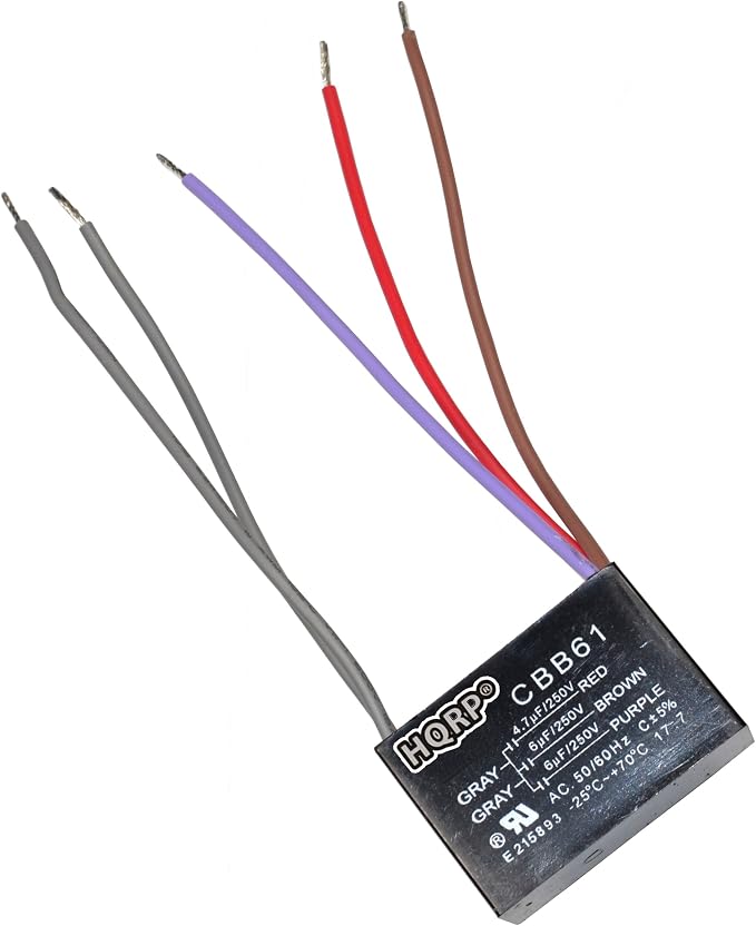 HQRP 2-Pack Ceiling Fan Capacitor CBB61 4.7uf+6uf+6uf 5-Wire UL Listed - Image 2