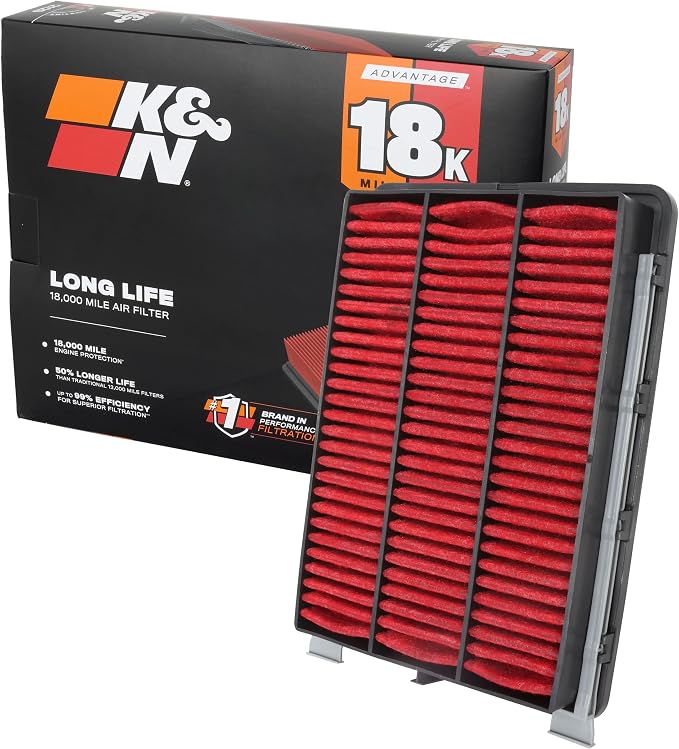 K&N Engine Air Filter: Long Life 18, 000 Mile Replacement Air Filter: Compatible by KNEngineeringInc