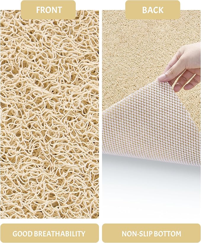 Non Slip Shower Mats for Inside Shower, 17x30 Inch, Anti-Slip Bathtub Mats for Bathroom, Foot Scrubber Loofah Bath Mats for Shower, Quick Drying Shower Stall Mats for Wet Areas (Beige)