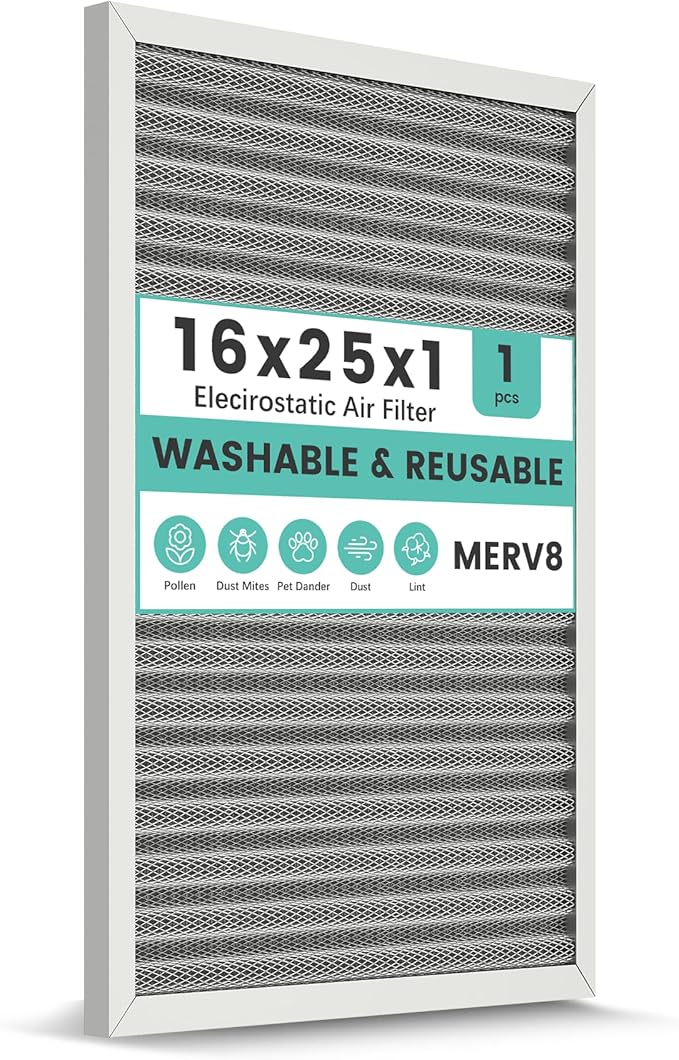 16x25x1 HVAC Furnace Air Filter, Reusable Washable Electrostatic Furnace Filter by KEYINGXUAN