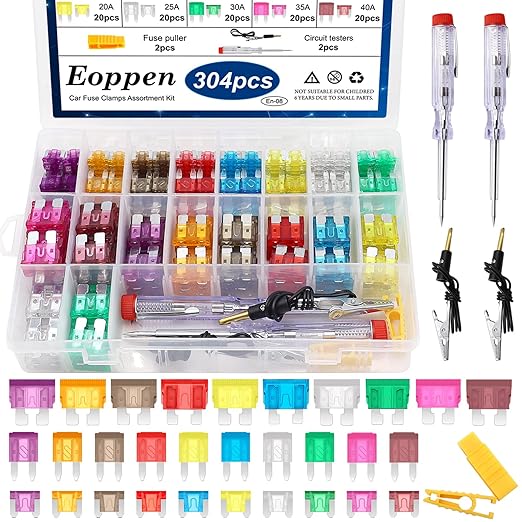 304Pcs Car Fuses Assortment Kit by Eoppen