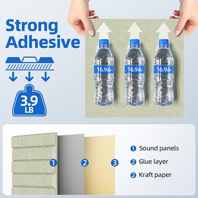 20 Pack Acoustic Panels with Self Adhesive, Soundproof Wall Panels, Brick Sound - Image 4