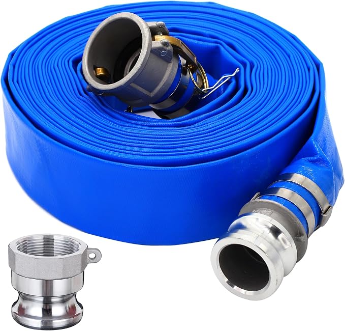 DAVCO 2" ID × 25 ft PVC Lay Flat Discharge Hose, Heavy Duty Reinforced Blue by DAVCO
