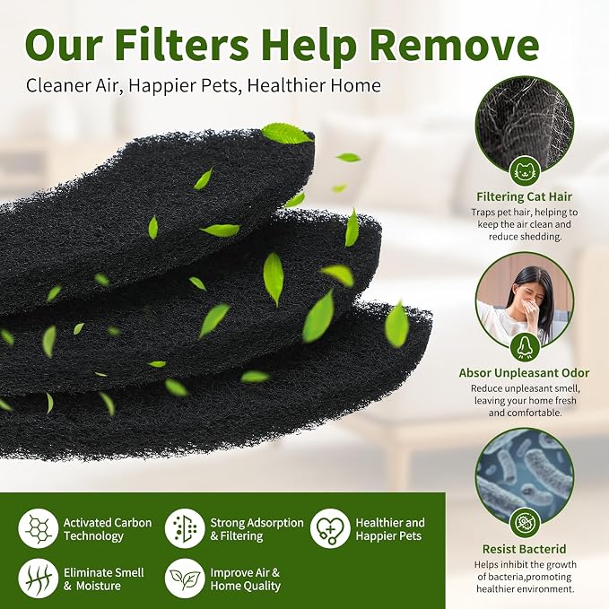 12 Pack 0.5" Thickened Activated Carbon Filters Compatible - Image 2