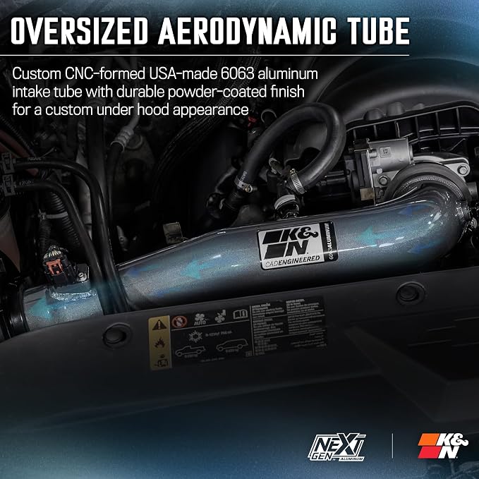 K&N NextGen Aluminum Cold Air Intake System: High-Flow Cotton Filter: Compatible - Image 7
