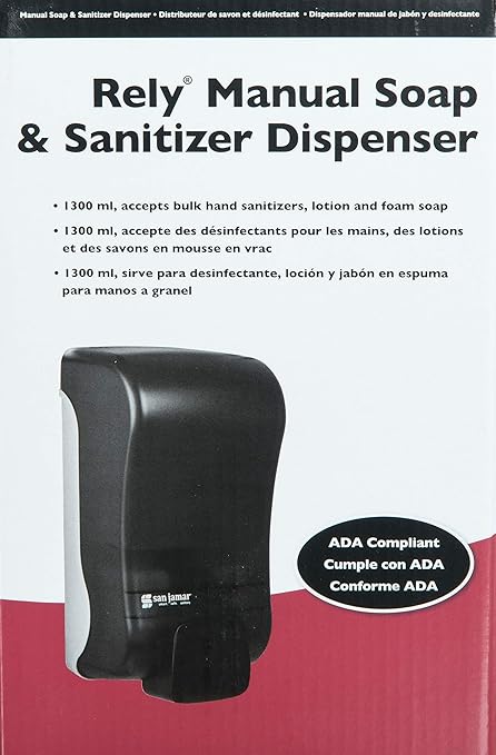San Jamar SF1300TBK SF1300 Rely Manual Foam Soap Dispenser, 1300 mL, Black Pearl