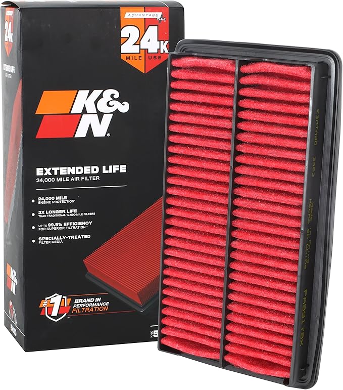 K&N Engine Air Filter: Extended Life 24, 000 Mile Replacement Air Filter: by KNEngineeringInc