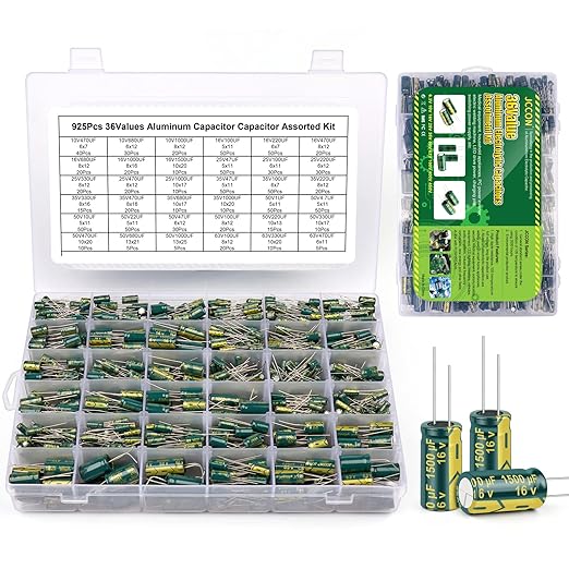 925Pcs 36Values Aluminum Electrolytic Capacitor Assortment Kit Lowesr by BEEYUIHF