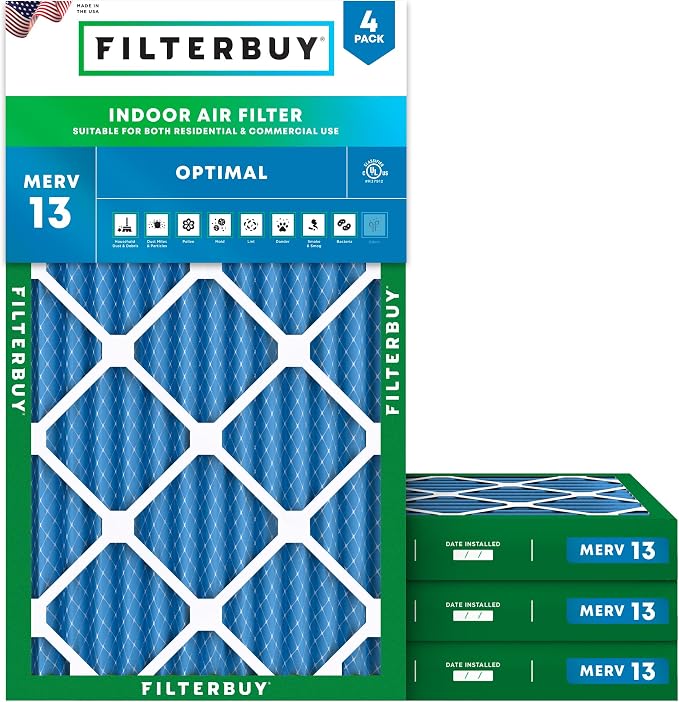 Filterbuy 16x24x2 Air Filter MERV 13 Optimal Smoke & Allergy Defense, by Filterbuy