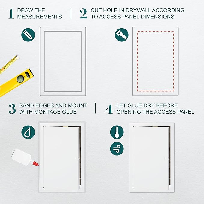 10" x 16" White Metal Access Panel. Service Shaft Door Panel. Plumbing, Electricity, Heating, Alarm Wall Access Panel for Drywall. Bathroom Services Access Hole Cover.