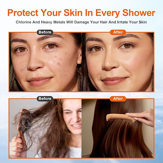 BBLIFE Upgrade Much More Efficient Plastic Shower Filter, High Revitalizing Shower Filter to Remove 99% Chlorine, to Clean Hard Water, Refresh Water Condition, Improve Your Skin and Hair, BPSF