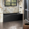 Fine Fixtures Acrylic, Fiberglass Alcove Soaking Bathtub with Integral Apron Front in Glossy Black - Right Hand Drain, 60" x 30"