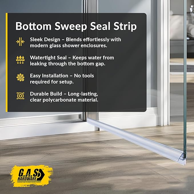 1/2" (12mm) Frameless Glass Shower Door Bottom Sweep – 40" (101.6cm) Ultra-Clear Drip Rail Seal Strip, 1 Piece for Leak Protection, Water Control & Easy DIY Installation