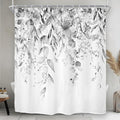 Riyidecor Grey Eucalyptus Leaves Shower Curtain for Bathroom Decor 72Wx72H Retro Plants Watercolor Floral Rustic Botanical Nature Gray Art Printed Fabric Polyester Waterproof 12 Pack Plastic