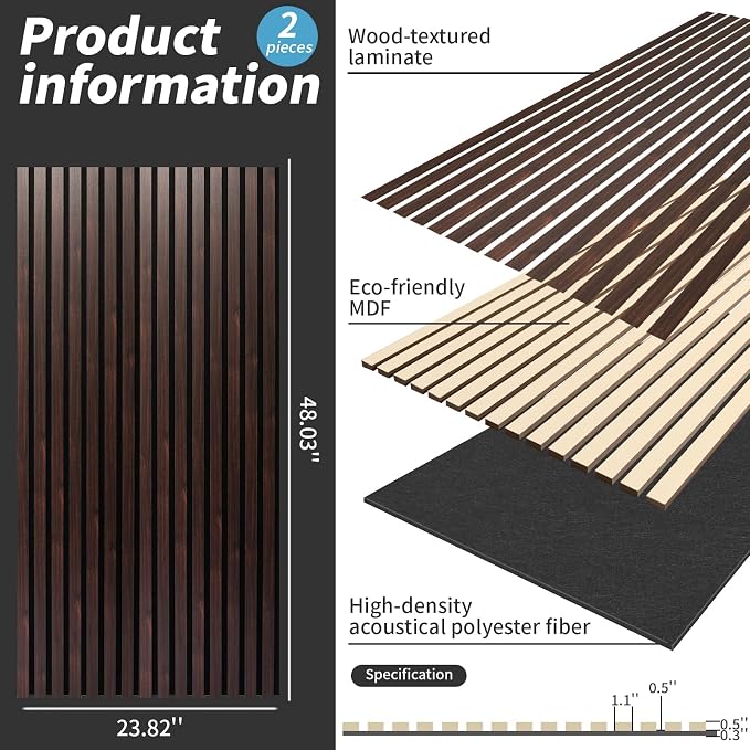 Wood Slat Wall Panel, 3D Soundproof Wall Panels, Large Acoustic Panels - Image 2