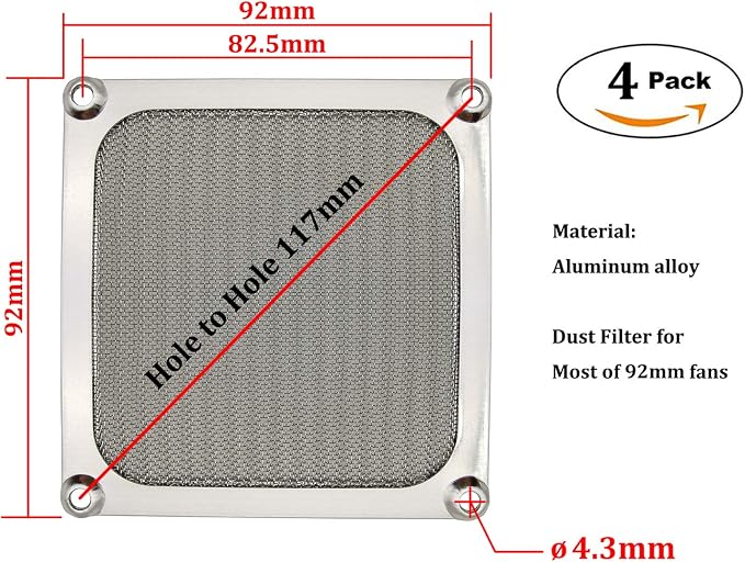 90mm 92mm Computer Fan Filter Grills - Image 2