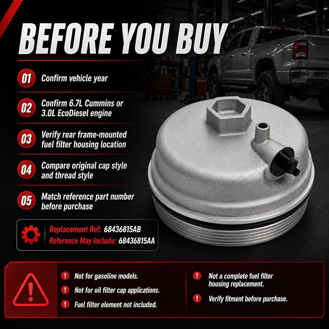 Aluminum Fuel Filter Cap with O-Ring Compatible with Ram 2500 3500 4500 5500 - Image 7