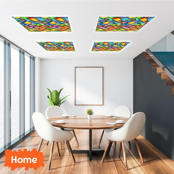 Glooglitter 4 Pcs Stained Glass Fluorescent Light Covers 4 x 2 ft Magnetic - Image 4
