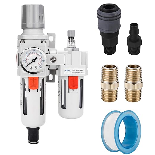 NANPU 1/2" NPT Auto-Drain Air Filter Regulator Lubricator Combo Water/Oil Trap by NANPU