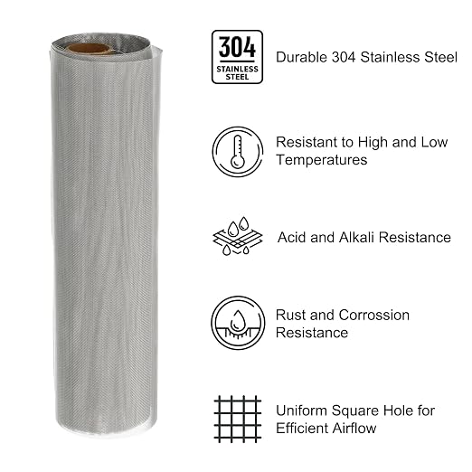 PATIKIL 40" L x 16" W Woven Wire Mesh, 60 Mesh 304 Stainless Steel Air Vent - Image 3