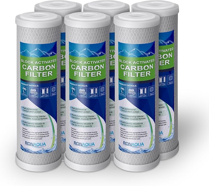 Block Activated Carbon Coconut Shell Water Filter Cartridge 5 Micron by Ronaqua