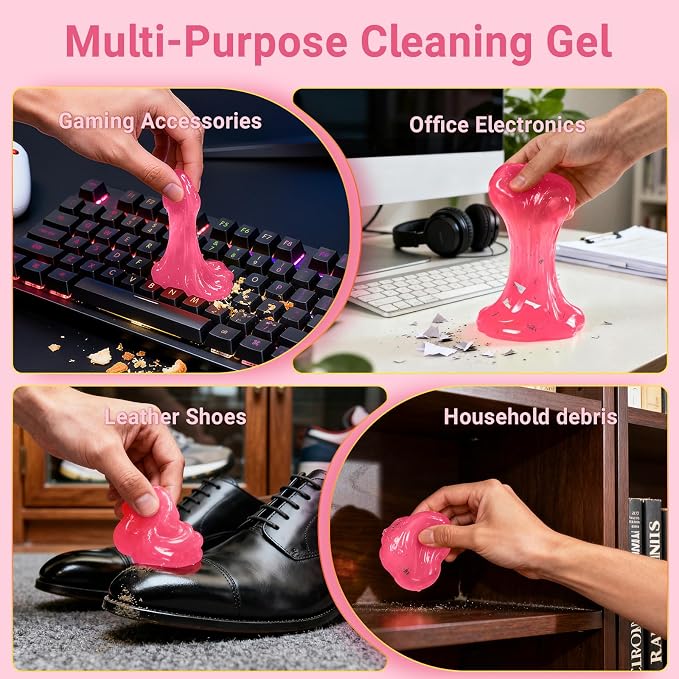 2 Pack Car Cleaning Gel Reusable Auto Slime Cleaner, Rose Scent Dust Cleaning - Image 6
