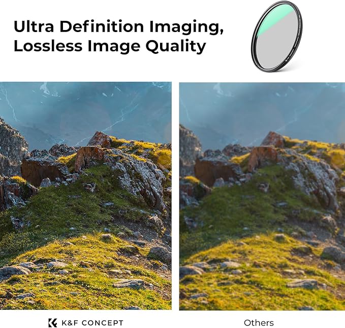 K&F CONCEPT 62mm Ultra-Low Reflectivity Polarizers Filter, 28 Multi-Layer - Image 6