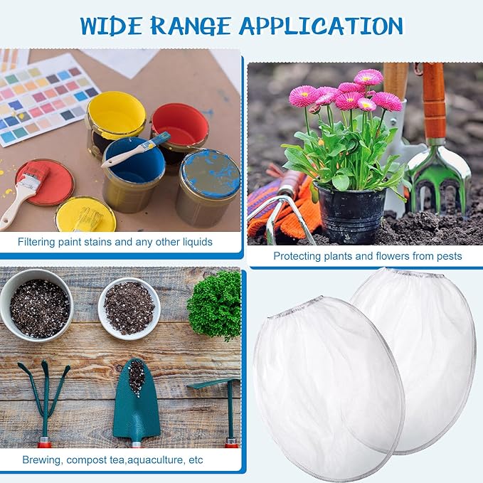 Paint Strainer Bags White Fine Mesh Filters Bag Bucket Elastic Opening Strainer - Image 6