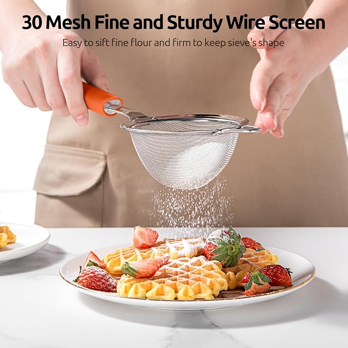 U-Taste Small Fine Mesh Strainer: 18/8 Stainless Steel 3.35in 30 Mesh Kitchen - Image 5
