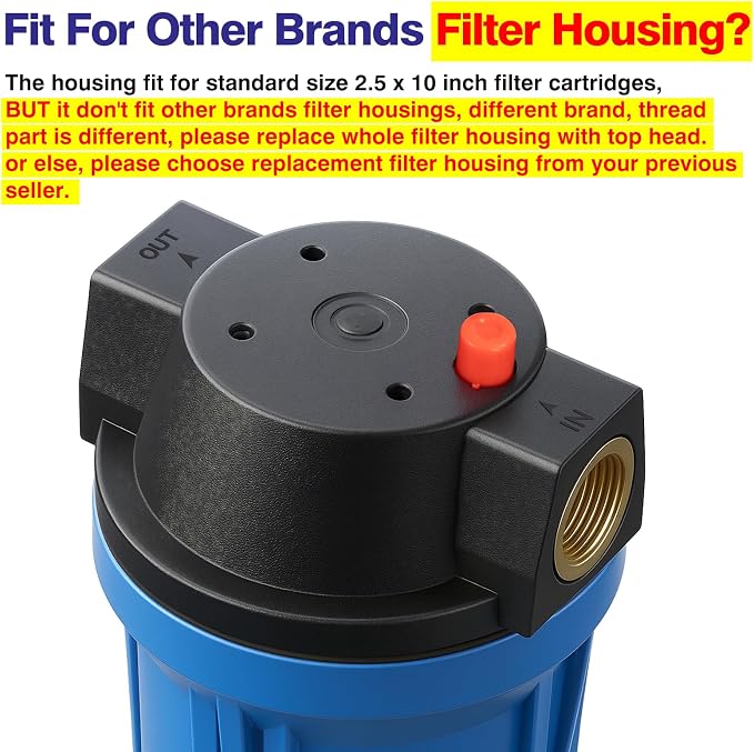 Geekpure 10-Inch Whole House Slim Water Filter Housing - Image 4