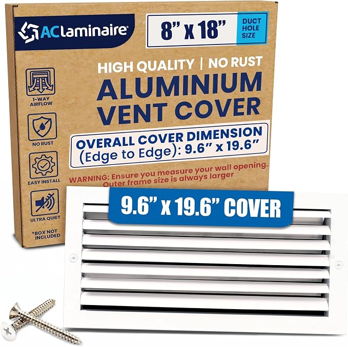 8x18 Aluminum 1-Way Air Vent Cover Wall or Ceiling Register – Multi-Shutter by ACLAMINAIRE