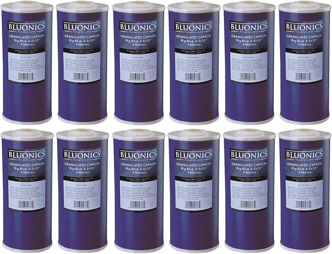 Bluonics 12-pack Carbon Water Filters GAC Granulated 4.5" x 10" by BLUONICS
