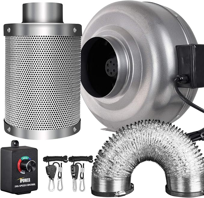 iPower 6 Inch 442 CFM Inline Fan Filter 25 Feet Ducting Combo by iPower