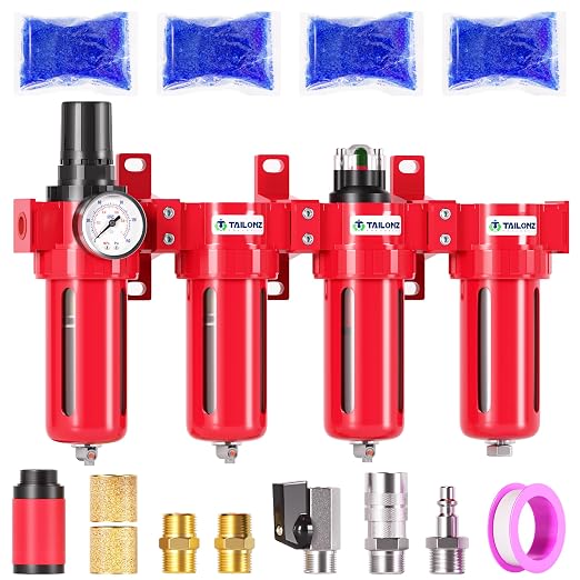 TAILONZ PNEUMATIC 1/4 Inch NPT 0-150 PSI Red Industrial Grade 4 Stage Air by TAILONZPNEUMATIC