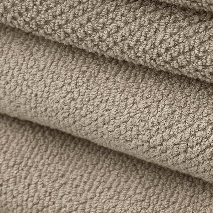 Welhome Franklin 100% Cotton Popcorn Textured Towel Set - 6 Piece 600 GSM, Soft & Plush, 2 Bath Towels, 2 Hand Towels, 2 Washcloths, Taupe
