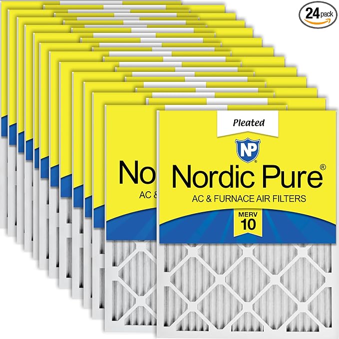 Nordic Pure 12x20x1 Pleated MERV 10 Air Filters 24 Pack by NordicPure