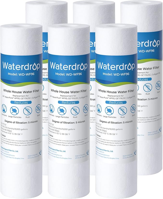 Waterdrop 5 Micron 10" x 2.5" Whole House Water Filter Replacement Cartridge by Waterdrop