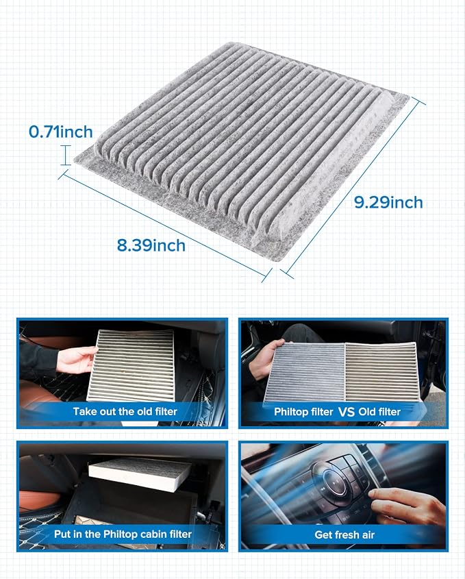 PHILTOP HEPA Cabin Air Filter w/Activated Carbon, Compatible - Image 9