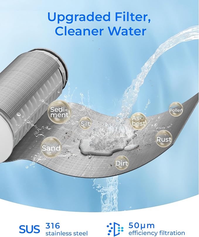 Waterdrop Spin Down Sediment Filter, Reusable Whole House Water Filter System - Image 4