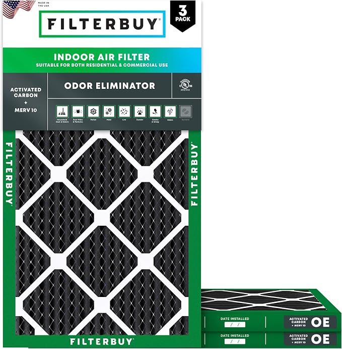 Filterbuy 10x20x1 Air Filter MERV 10 Odor & Allergy Defense by Filterbuy