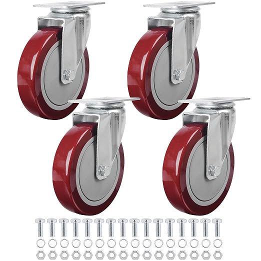 Finnhomy 5 Inch Casters Wheels Set of 4 Heavy Duty Plate Swivel Casters by Finnhomy