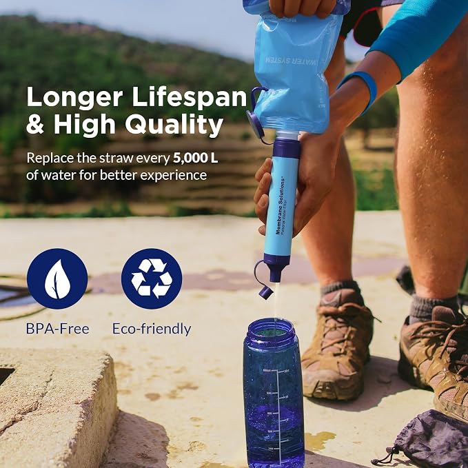Membrane Solutions Squeezable Water Filtration System, Survival Water Purifier - Image 8
