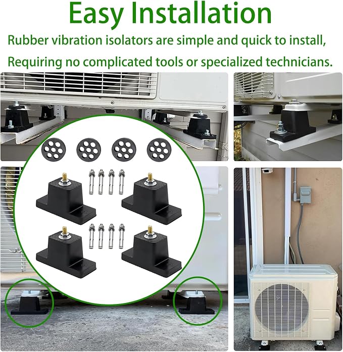 Heavy-Duty Anti-Vibration Pads Rubber Isolator Mounting Brackets Kit - Image 7