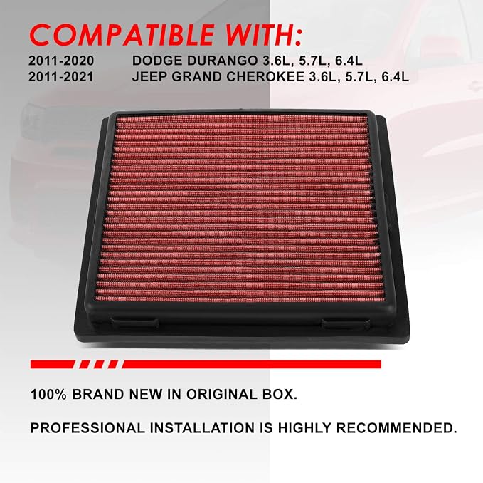 Auto Dynasty High Flow Engine Air Panel Filter Drop-in Reusable & Washable - Image 5